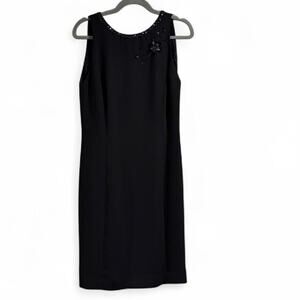 Liz Claiborne Night Black Beaded Sleeveless Sheath Dress - Women's Size 8